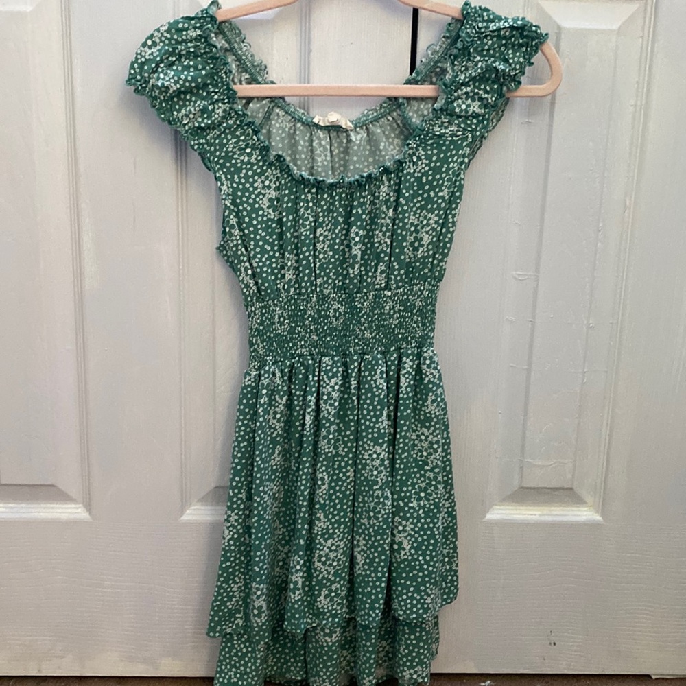 pacsun~green dress with flowers size small